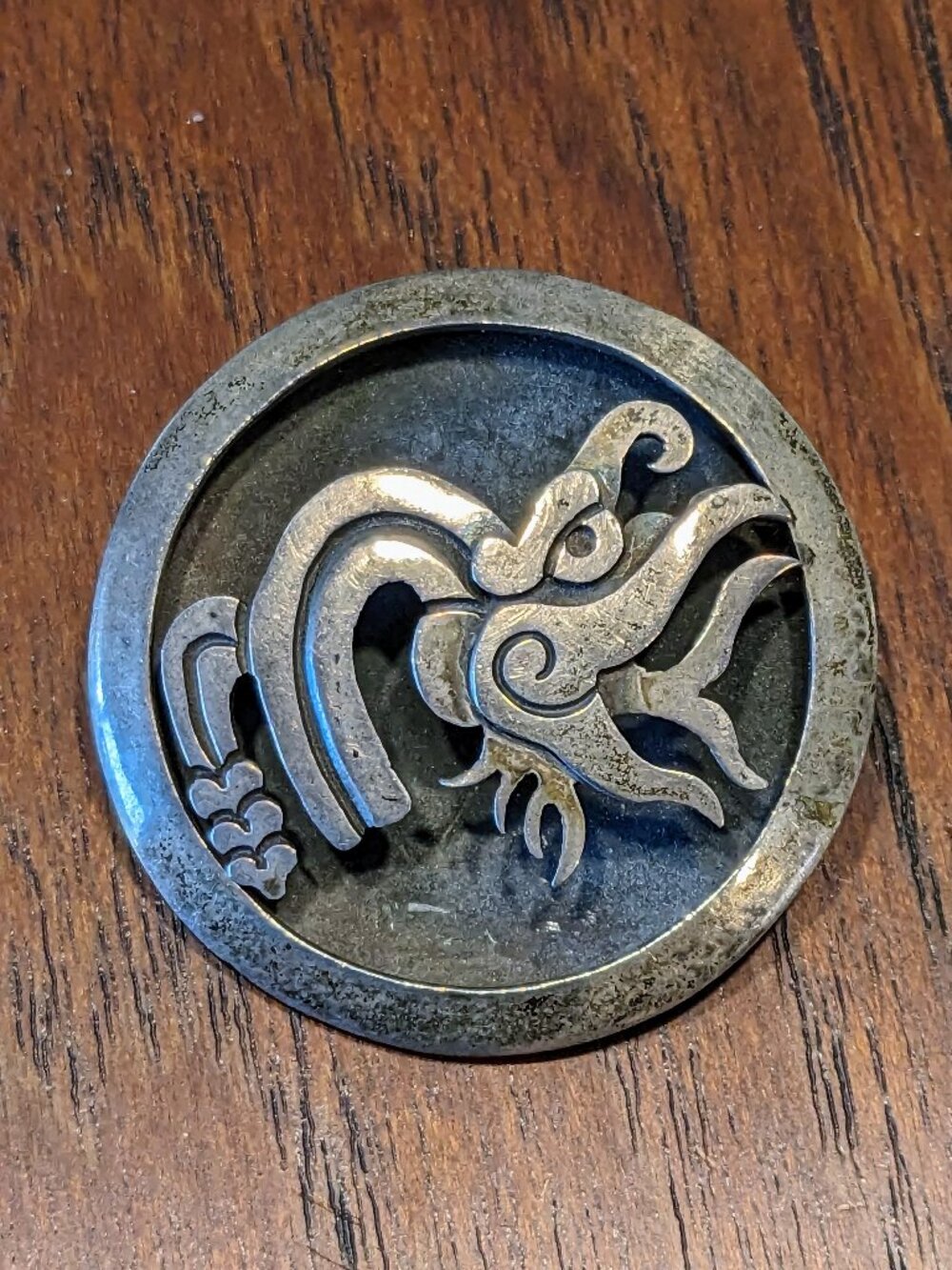 Vintage CHEO Taxco Sterling 925 Silver Brooch Pendant – Quetzalcoatl Aztec